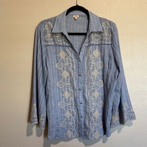 Reba Light Blue embroidered Shirt